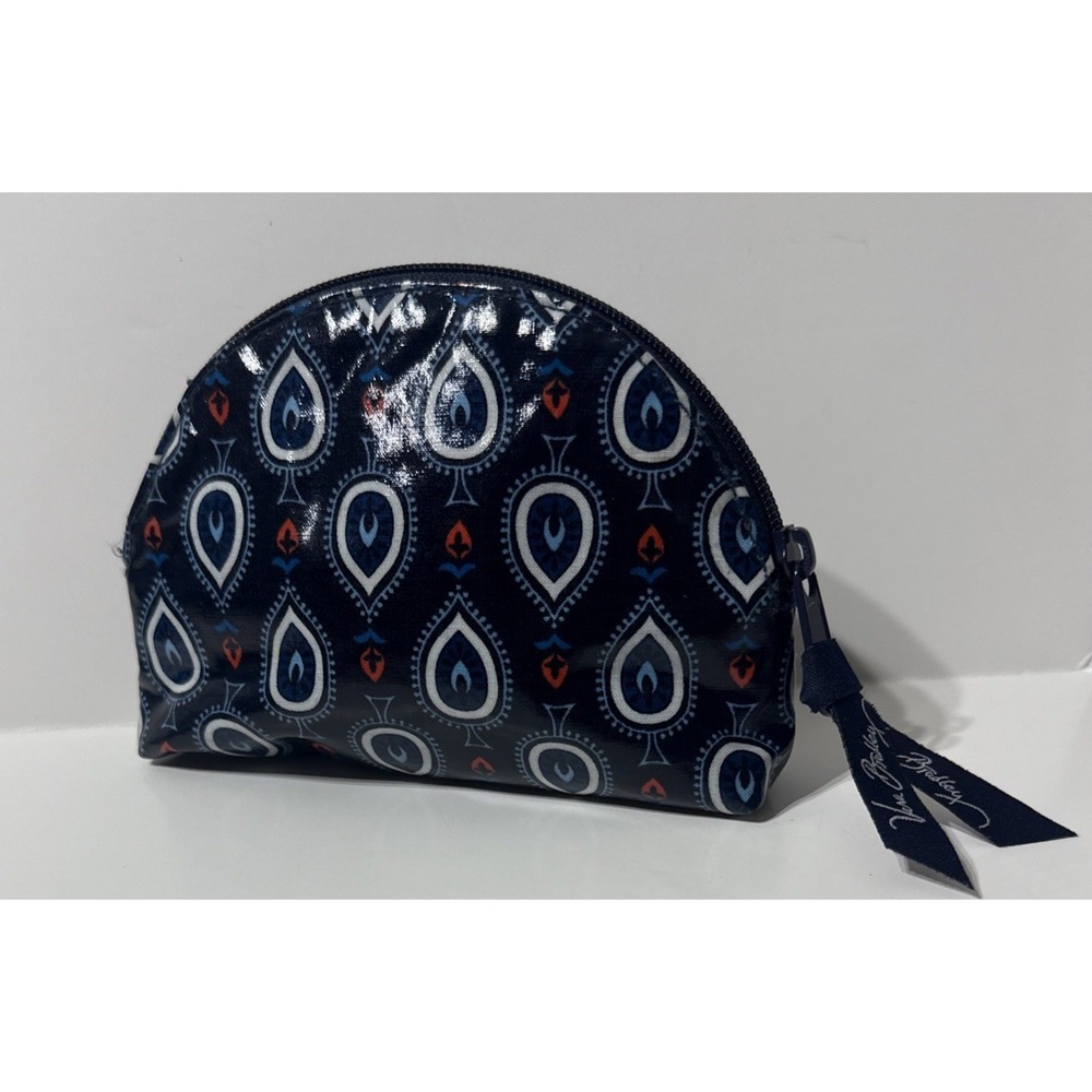 Vera Bradley Mini Cosmetic Makeup Zip Up Case‎ MARRAKESH MOTIF Pattern Navy Blue